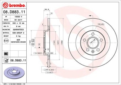 BREMBO 08.D883.11 PRIME LINE - UV Coated Disc frana foto
