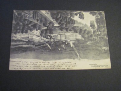 Carte poștală Germană originală &amp;ndash; Kassel, Castelul Wilhelmsh&amp;ouml;he,Piesă de colecție La Belle &amp;Eacute;poque(cel mai probabil din perioada 1900&amp;ndash;1940) foto