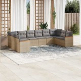 vidaXL Set canapele de grădină cu perne, 10 piese, bej, poliratan 3258727