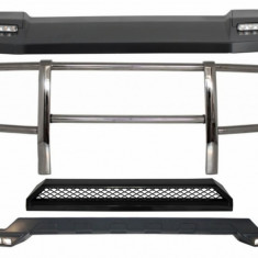 Kit BullBar Bare Protectie si Eleron Frontal LED cu Prelungire Superioara si Prelungire Bara Fata DRL LED MERCEDES G-Class W463 (1989-2018) G63 G65 De