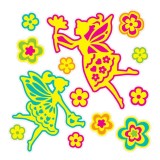 Autocolante pentru camera copilului, model zane si flori, fluorescente, 30.5x37cm, Multicolor