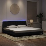 Cumpara ieftin Cadru de pat cu lumini LED, negru, 200x200 cm, catifea