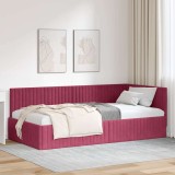 vidaXL Cadru de pat colțar cu headboard bordo 100 x 200 cm Catifea