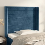 vidaXL Tăblie pat cu aripioare albastru &icirc;nchis 93x16x118/128cm catifea