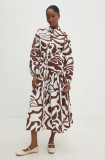 Answear Lab rochie din bumbac culoarea maro, midi, oversize
