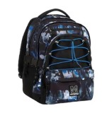 Cumpara ieftin Ghiozdan Mitama, 3 compartimente, design albastru cu negru