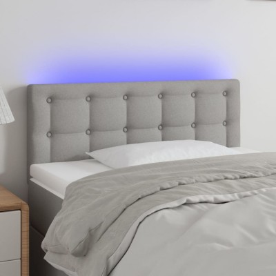 vidaXL Tăblie de pat cu LED, gri deschis, 80x5x78/88 cm, textil 3122020 foto