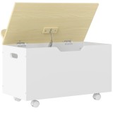 AIYAPLAY Ladă pentru jucării copii 3-8 ani cu roți, capac &icirc;n formă de nor, din MDF, 59x30x53 cm, alb | Aosom Romania