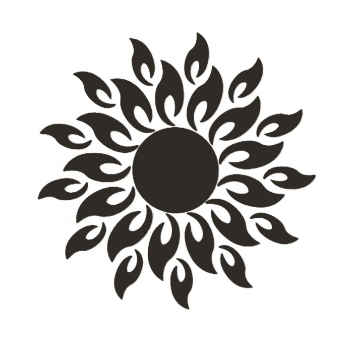 Set 27 Oglinzi Acrilice din PVC, Autoadezive pentru Decorarea Peretilor, Soare cu 26 de Raze, Negru