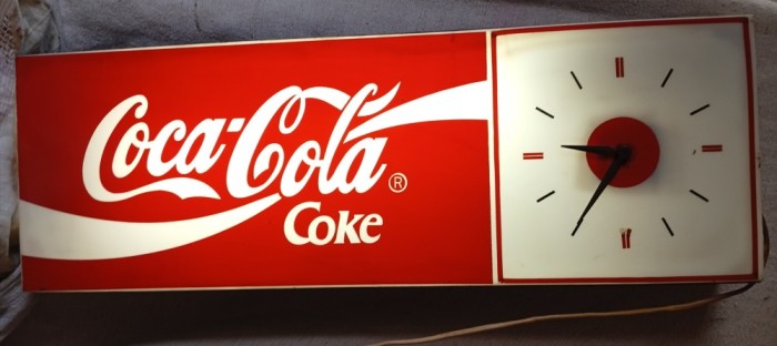 Reclama COCA-COLA TIP casetă luminoasă cu ceas