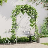 vidaXL Bancă de Grădină cu Design Floral și Arc Alb, 121 cm, din Oțel