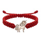 Bratara snur impletit si unicorn din argint 925 placat cu aur roz