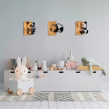Decoratiune de perete, Pandas, 50% lemn/50% metal, No 1: 23 x 3 x 25 cm, Nuc negru, Skyler