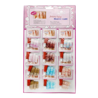 Set unghii false cu adeziv inclus, 12 seturi, Multicolor foto
