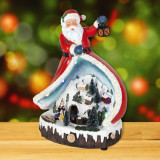 Decoratiune de Craciun Sceneta Muzicala cu ornament Mos Craciun si Trenulet 31 cm