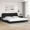 Cadru de pat cu tăblie negru și alb 200x200cm piele artificială