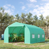 Outsunny sera cu acoperis inclinat, PE, 4.5x3x2m, verde