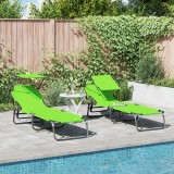 VidaXL 2 șezlonguri pliabile cu copertină Verde țesătură Oxford 600D