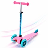 Cumpara ieftin Trotineta Reglabila Action Pro One Sofia CONCEPT Copii 3 Roti Luminoase Aluminium Pink/Blue Ghidon Reglabil ABEC 7