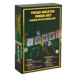 Set Poker, Texas Hold&#039;em Poker Set, 200 Jetoane, Suprafață Joc P&acirc;slă, Multicolor