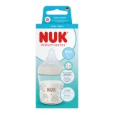 Biberon sticla cu tetina din silicon Perfect Match, flux S, 0 luni+, 120 ml, Nuk