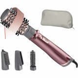 Perie rotativa BaByliss AS960E, 1000 W, 2 Setari temperatura si viteza, Tehnologie Cool-Shot, Geanta depozitare, Ionizare, 4 Accesorii, Roz/Gri