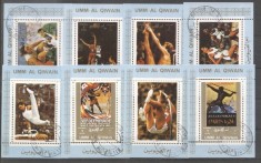 Umm al Qiwain 1973 Sport, Olympics, 8 perf. mini sheet, used T.208
