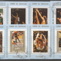 Umm al Qiwain 1973 Sport, Olympics, 8 perf. mini sheet, used T.208