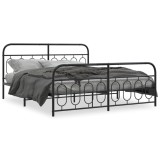 Cumpara ieftin Cadru pat metalic cu tablii de cap/picioare, negru, 183x213 cm