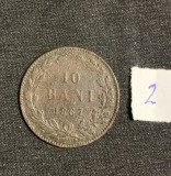 Moneda 10 bani 1867 Watt uzată
