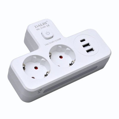 Dublu Stecher Multifunctional cu 2 x Usb QC3.0 - 1PD 20W si Lumina de Veghe foto