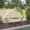 Hamac vidaXL cu Baldachin Verde, Cadru Oțel Negru, Material Oxford, 274x114.5x171cm, Rezistent Apa, Balcon/Terasa/Gradina