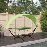 vidaXL Hamac cu Baldachin Verde, Cadru Oțel Negru, Material Oxford, 274x114.5x171 cm, Rezistent la Apă
