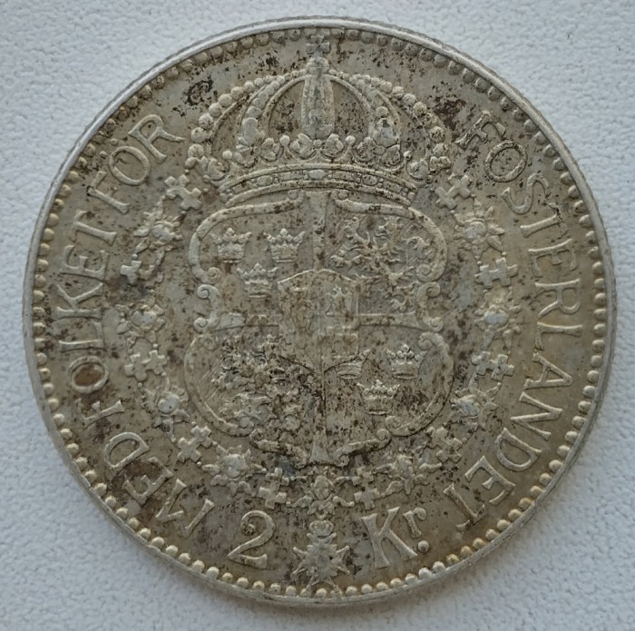 Moneda Suedia - 2 Kronor 1914 - Argint - An rar