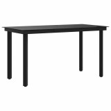 Cumpara ieftin Masa de bucatarie de gradina, negru, 140x70x74 cm, otel/sticla