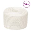 VidaXL Fr&acirc;nghie de lucru, Alb, 10 mm, 50 m, polipropilenă