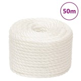 VidaXL Fr&acirc;nghie de lucru, Alb, 20 mm, 50 m, polipropilenă