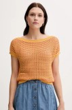 United Colors of Benetton pulover de bumbac culoarea portocaliu, light, 1394E10DW