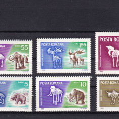 ROMANIA 1966 LP 641 ANIMALE PREISTORICE SERIE MNH