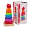 Kit de sortare piramida, Montessori, lemn, multicolor, 19 cm