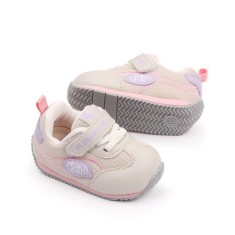 Adidasi pentru fetite, bej cu insertii roz (Marime Disponibila: Marimea 24)