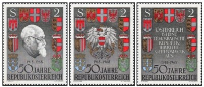 Austria 1968 - A 50-a aniversare a Republicii, serie neuzata foto