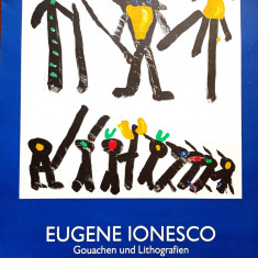 Eugen Ionescu/Eugene Ionesco - Cromolitografie, Rar Afis Expozitie, 1984