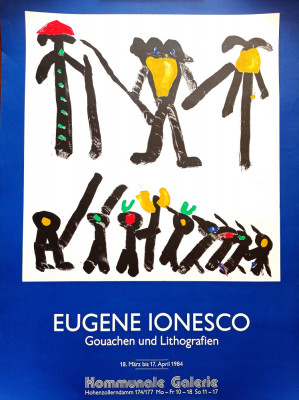 Eugen Ionescu/Eugene Ionesco - Cromolitografie, Rar Afis Expozitie, 1984 foto