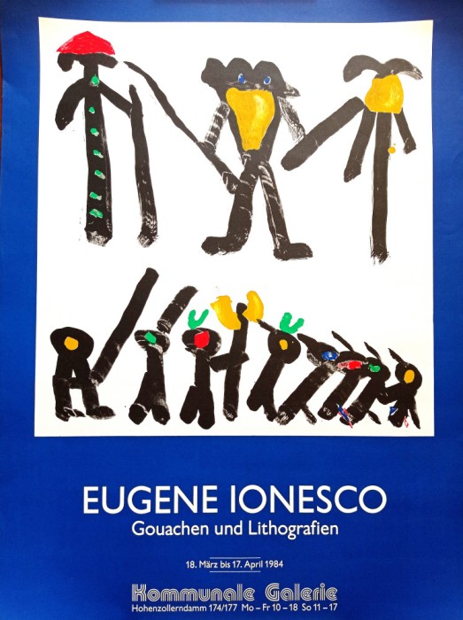 Eugen Ionescu/Eugene Ionesco - Cromolitografie, Rar Afis Expozitie, 1984