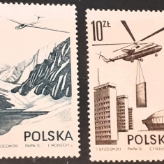 Polonia 1976 aviatie, posta aeriana, serie 2v mnh