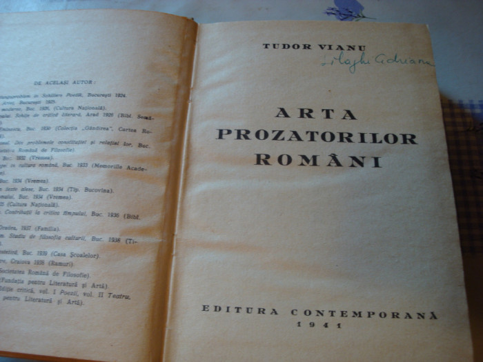 Tudor Vianu - Arta prozatorilor romani - 1941