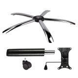 Cumpara ieftin Set placuta balans metalica 20 cm x 15 cm, baza 60 cm, rolă universală &Oslash;11 mm si cilindru piston, gaz, pentru scaune birou, negru, 35 cm