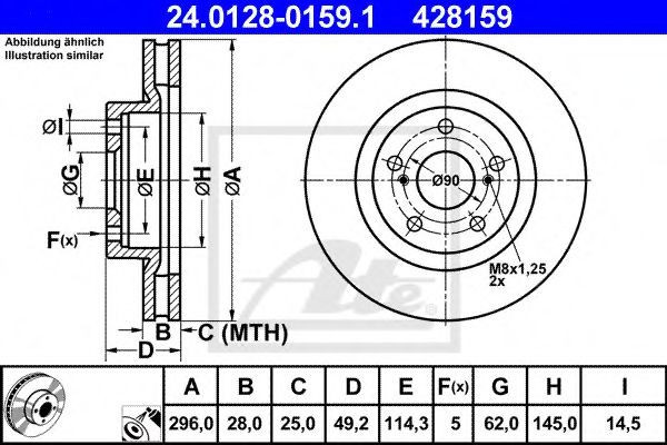 Disc frana TOYOTA RAV 4 III (ACA3, ACE, ALA3, GSA3, ZSA3) (2005 - 2016) ATE 24.0128-0159.1