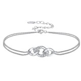 Bratara din argint 925 pentru dama, JW1775, model dublu, placata cu rodiu